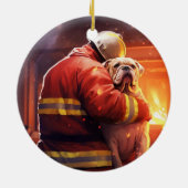 ブルドッグファイアマンラバーペットオーナメントメモリアルギフト セラミックオーナメント (裏面)