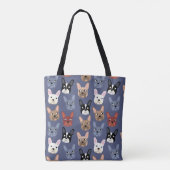 ブルドッグフランスのおもしろいブルー トートバッグ (裏面)