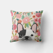 ブルドッグフランスのかわいいフローラピローペットポートレート クッション (裏面)