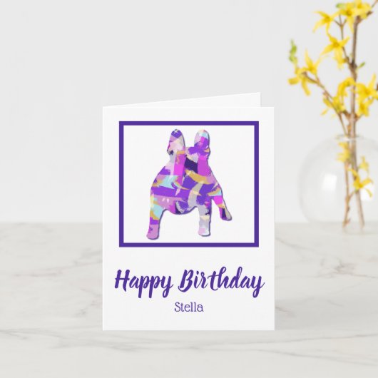 ブルドッグフランスのかわいいペットシルエットPPY&B誕生日 カード (黄色い花)