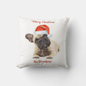 ブルドッグフランスのかわいい子犬クリスマス犬 クッション (正面)