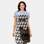 ブルドッグフランスのかわいい漫画の犬と名前 エプロン (着用した状態)