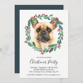 ブルドッグフランスのかわいい犬のクリスエレガントマスパーティー 招待状 (正面/裏面)