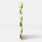 ブルドッグフランスのかわいい犬のシルエットグリッドイエロー iPhoneケース (左側面)