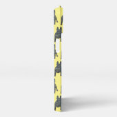 ブルドッグフランスのかわいい犬のシルエットグリッドイエロー iPhoneケース (右側面)