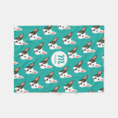 ブルドッグフランスのかわいい犬カスタムのモノグラムあなたの色 フリースブランケット (正面(横))