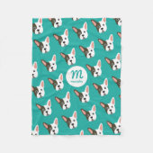 ブルドッグフランスのかわいい犬カスタムのモノグラムあなたの色 フリースブランケット (正面)