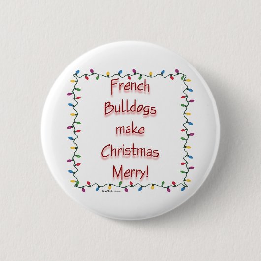 ブルドッグフランスのがクリスマスをメリー作る – ボタン 缶バッジ (正面)