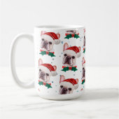 ブルドッグフランスのがクリスマス犬のパターンを育てる コーヒーマグカップ (左)