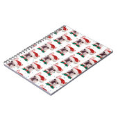 ブルドッグフランスのがクリスマス犬のパターンを育てる ノートブック (左側)