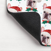 ブルドッグフランスのがクリスマス犬のパターンを育てる マウスパッド (コーナー)