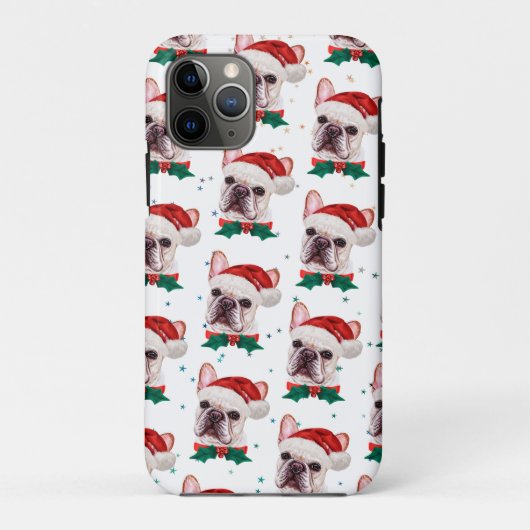 ブルドッグフランスのがクリスマス犬のパターンを育てる Case-Mate iPhoneケース (裏面)