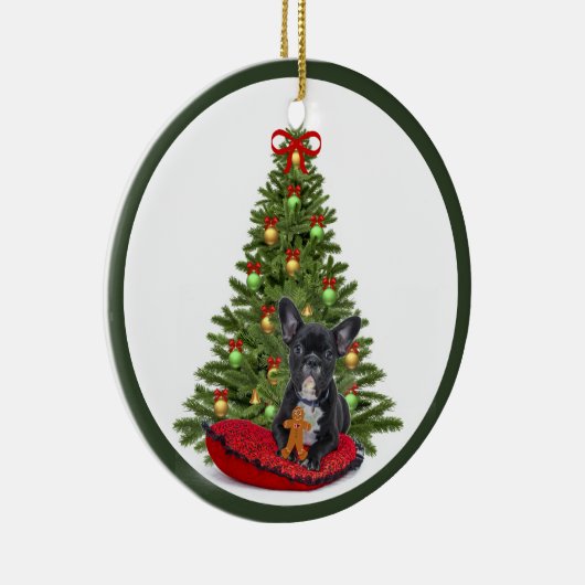 ブルドッグフランスのとクリスマスツリーオーナメント セラミックオーナメント (右)