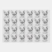 ブルドッグフランスのとドーナツのアートをポップ・アートの設定 ラッピングペーパーシート (正面2)