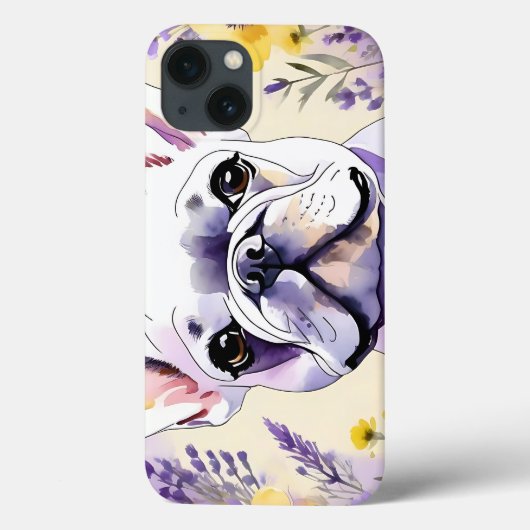 ブルドッグフランスのとワイルドフラワー Case-Mate iPhoneケース (裏面)