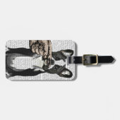 ブルドッグフランスのと指の口ひげ ラゲッジタグ (正面横)