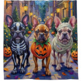 ブルドッグフランスののトリックまたは治療ハロウィーンの衣装 シャワーカーテン (正面)
