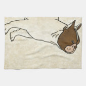 ブルドッグフランスののプロフィール キッチンタオル (横)