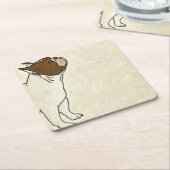 ブルドッグフランスののプロフィール スクエアペーパーコースター (アングル)