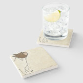 ブルドッグフランスののプロフィール ストーンコースター (横)