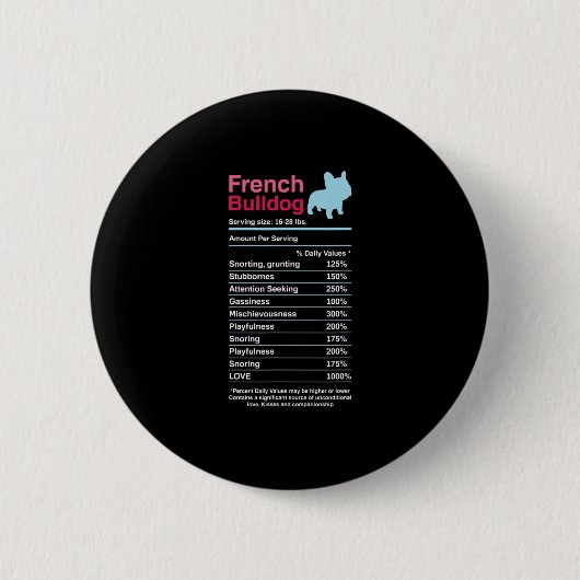 ブルドッグフランスのの原料リスト 缶バッジ (正面)