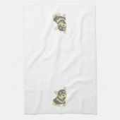 ブルドッグフランスのの子犬の漫画キッチンタオル キッチンタオル (縦)