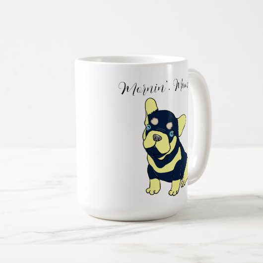 ブルドッグフランスのの子犬の漫画 コーヒーマグカップ (正面右)