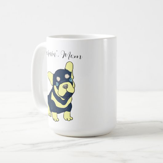 ブルドッグフランスのの子犬の漫画 コーヒーマグカップ (正面左)