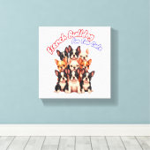 ブルドッグフランスのの子犬の犬のオーナーフランス キャンバスプリント (インサイチュ (ウッドフロア))