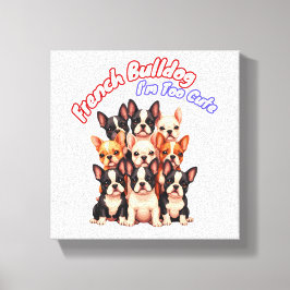 ブルドッグフランスのの子犬の犬のオーナーフランス キャンバスプリント