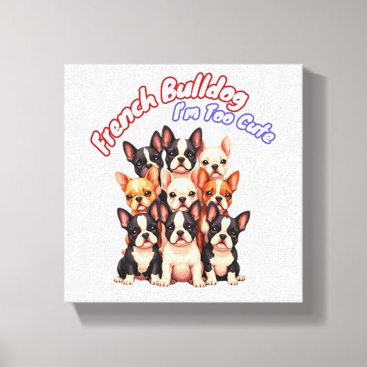 ブルドッグフランスのの子犬の犬のオーナーフランス キャンバスプリント (正面)