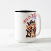 ブルドッグフランスのの子犬の犬のオーナーフランス ツートーンマグカップ (正面右)