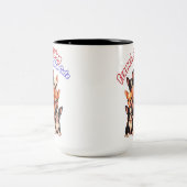 ブルドッグフランスのの子犬の犬のオーナーフランス ツートーンマグカップ (中央)