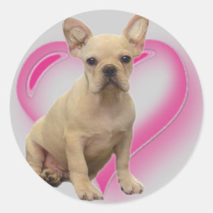 ブルドッグフランスのの子犬スタンプ ラウンドシール
