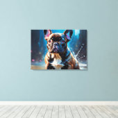 ブルドッグフランスのの子犬 キャンバスプリント (インサイチュ (ウッドフロア))