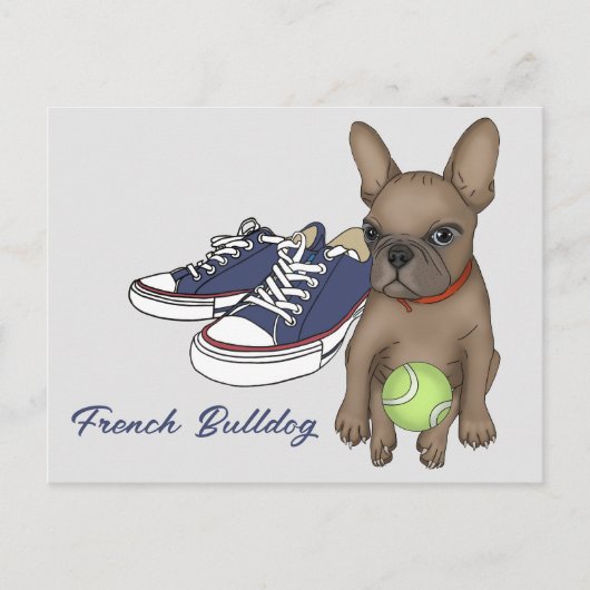 ブルドッグフランスのの子犬 ポストカード (正面)
