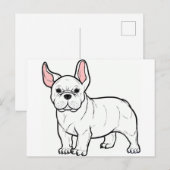 ブルドッグフランスのの白い漫画 ポストカード (正面/裏面)