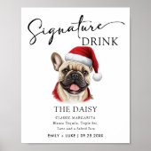 ブルドッグフランスのの結婚特徴的なドリンク看板 ポスター (正面)