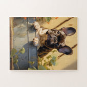 ブルドッグフランスのの隠れ遊とシーク ジグソーパズル (横)