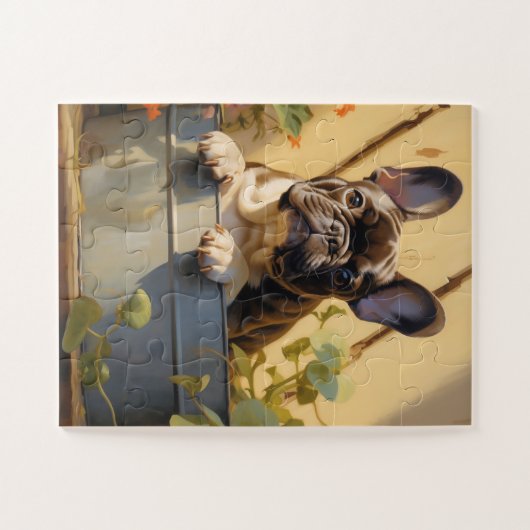 ブルドッグフランスのの隠れ遊とシーク ジグソーパズル (横)