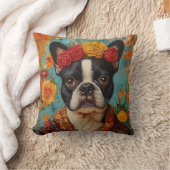 ブルドッグフランスのはフリダ・カホ クッション (ブランケット)