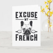 ブルドッグフランスのは私のヴィンテージフランスのギフトをおもしろい弁解する カード (黄色い花)