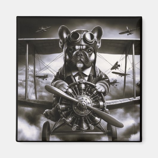 ブルドッグフランスのアビエーター磁石 マグネット (正面)