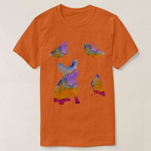 ブルドッグフランスのアートフレンチードウォッチングアート Tシャツ (デザイン正面)