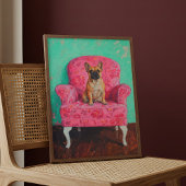 ブルドッグフランスのアートポスターウォールアートプリントピンク ポスター