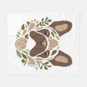 ブルドッグフランスのアート フリースブランケット (正面(横))