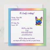 ブルドッグフランスのインカラーズ誕生日 招待状 (裏面)