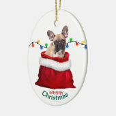 ブルドッグフランスのインホリデー抱き枕セラミックスカダン セラミックオーナメント (左)