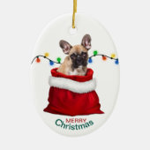 ブルドッグフランスのインホリデー抱き枕セラミックスカダン セラミックオーナメント (正面)