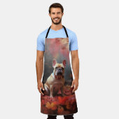 ブルドッグフランスのイン紅葉秋インスパイア エプロン (着用した状態)